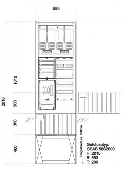 GSAB Zählersäule f.HAK NH2  39.00.1P21V4 