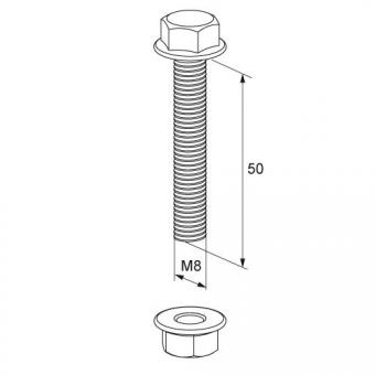 Unex Schraube DIN 6921 mit Muttern M8x50 