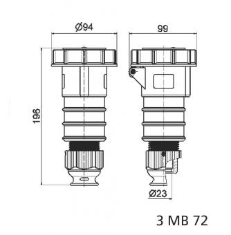 BALS Kupplung 32A 4p 380-440V 3H  310426 