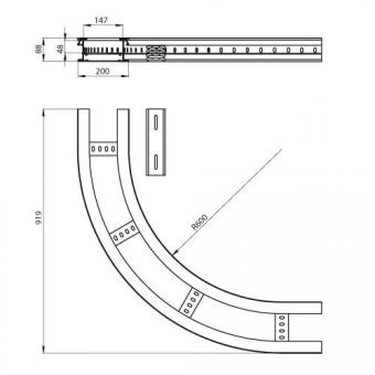 Unex Flachbogen 90  lichtgrau   67207-04 