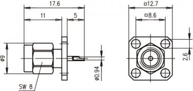 TEGA SMA-Einbaustecker         100024628 