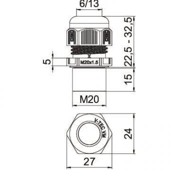 OBO V-TEC VM L20 SW Kabelverschraubung 