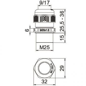 OBO V-TEC VM L25 SW Kabelverschraubung 