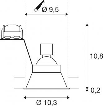 SLV IP HORN 1xGU10 mattschwarz    113160 
