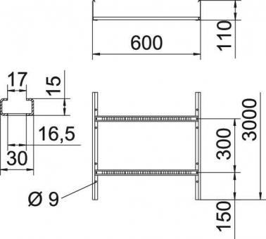 OBO LG 116 VS 3 FS Kabelleiter gelocht m 
