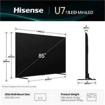 Hisense 85U7Q sw Mini LED-TV ULED 
