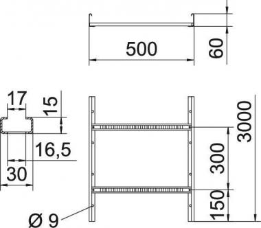 OBO LG 650 VS 3 FS Kabelleiter gelocht m 