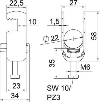OBO BS-F1-K-22 FT Bügelschelle 2056 