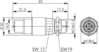 TEGA STX M12x1-M12x1Kupplung J80029A0100 