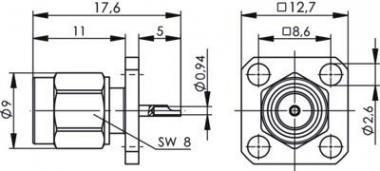 TEGA SMA-Einbaustecker         100024628 