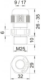 OBO V-TEC VM25 SW Kabelverschraubung 
