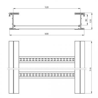 Isolierende Kabelleiter grau 135x600 U48 