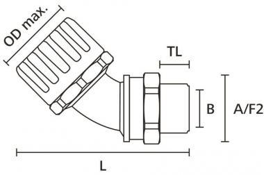 Hellermann HG28-45M-M25-PA66/NPB-BK 45° 
