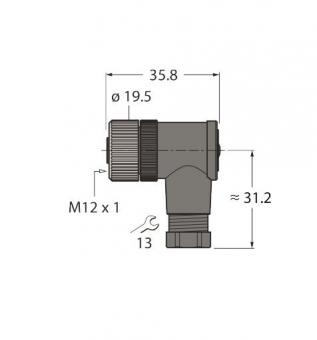 Turck M12 x 1 Rundsteckverbinder B8251-0 