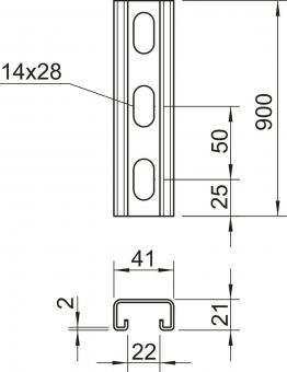 OBO MS4121P0900FT Profilschiene gelocht 