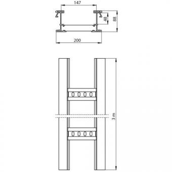 Isolierende Kabelleiter grau 85x200 U48X 