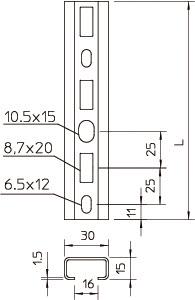 OBO CM3015P0300FT Profilschiene gelocht 