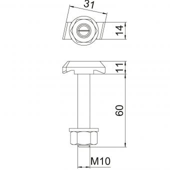 OBO MS40HB M10x60 ZL Hakenkopfschraube f 