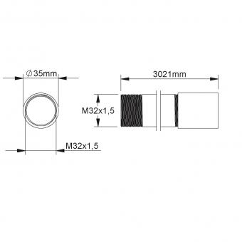 Fintech Gewinderohr M32 L:3m   IEGR 32 F 
