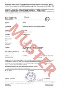 NZR Ausstellung eines         Eichschein 