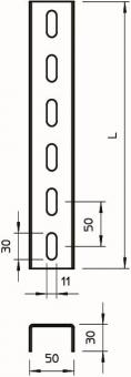 OBO US 3 600 FT U-Stiel 3-seitig gelocht 