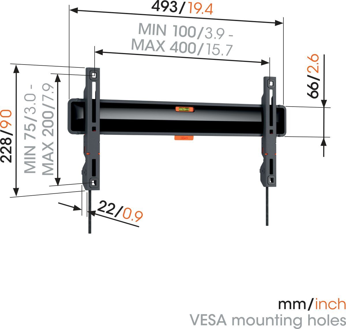 Vogels TVM3405SP sw OLED Fix. Wandhalter 