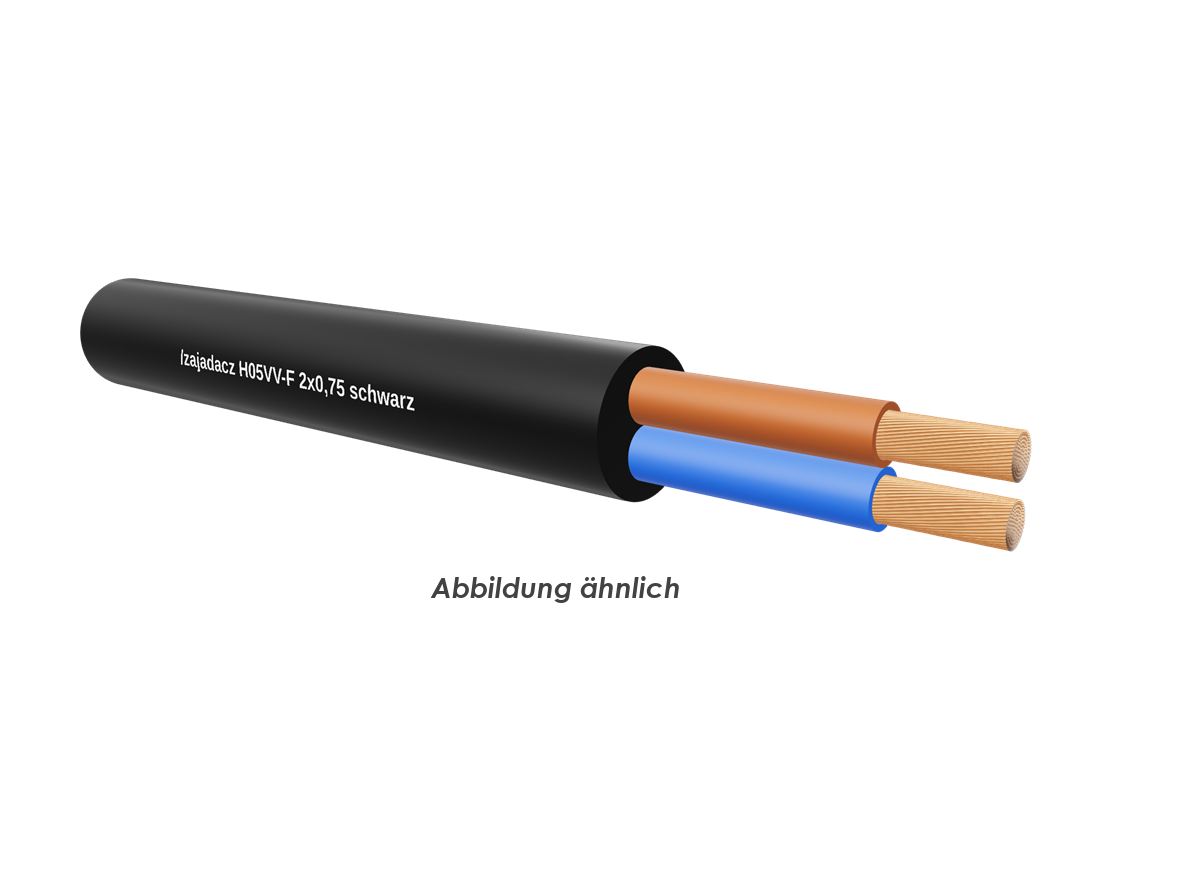 H05VV-F 2x0,75 schwarz Eca      Ring 50m 
