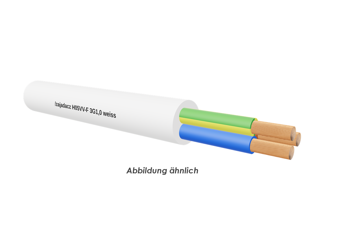 H05VV-F 3G1,0 weiss Eca         Ring 50m 