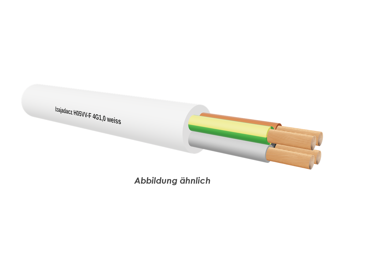H05VV-F 4G1,0 weiss Eca         Ring 50m 