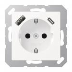 Jung SCHUKOsteckdose m.USB A1520-15CAWWM 