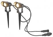 S&H LED Gartenspot schwarz 2er-Set 88191 