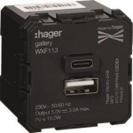 Hager USB-Ladegerät Typ A+C 230V  WXF113 