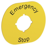 ABB gelb Textschild Emergency   MA6-1026 