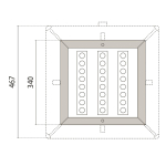 PII STEEL 34 SQUARE 24LED 26,4W   301509 