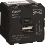 Hager USB-Ladegerät Typ A+C 230V  WXF113 