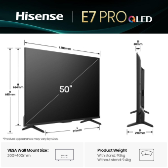 Hisense 50E77Q Pro sw QLED-TV 