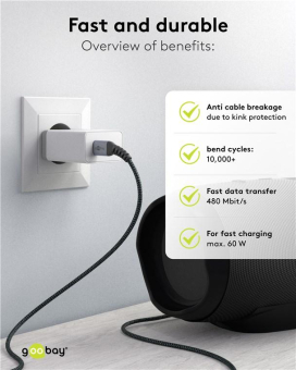 Goobay USB-Kabel 0,15m grau/silber 