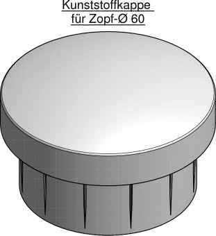 Mastabdeckkappe Kunststoff Zopf 60mm 