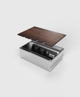 BS Deckel Alu Natur,3x Schuko,1x  8804B1 