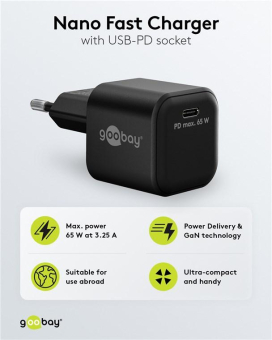 Goobay USB-Schnellladegerät Nano schwarz 