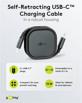Goobay USB-Kabelbox 1m selbstaufrollend 