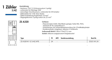 EM Zähleranschlusssäule 1 Zähler,3-Punkt 