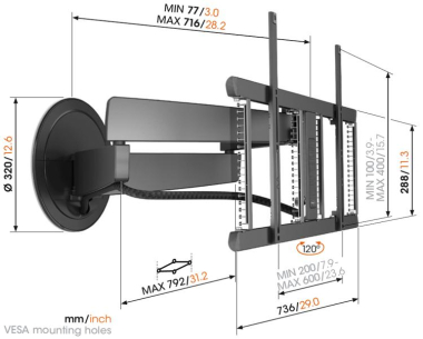 Vogels TVM7655 ws TV-Wandhalter schwenk. 