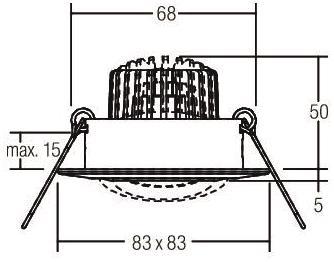 BRUM LED-Einbaustrah. eckig Nickel  BB14 