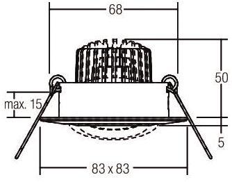 BRUM LED-Einbaustrah. eckig Nickel  BB14 