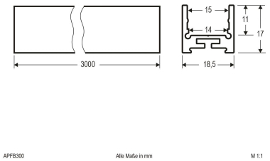 EVN U-Profil, flach -schwarz     APFB300 
