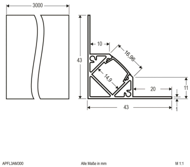 EVN Alu Fliesenprofil mit     APFL3AM300 