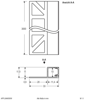 EVN Alu Fliesenprofil mit    APFL5AM300W 