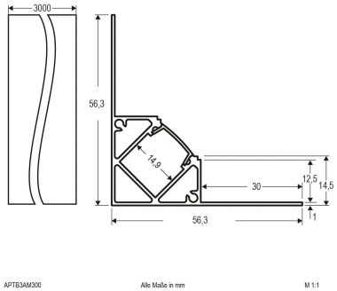 EVN Alu Trockenbauprofil mit  APTB3AM300 