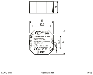 EVN Netzgerät 12VDC 0,1-12W  K12012-1A44 